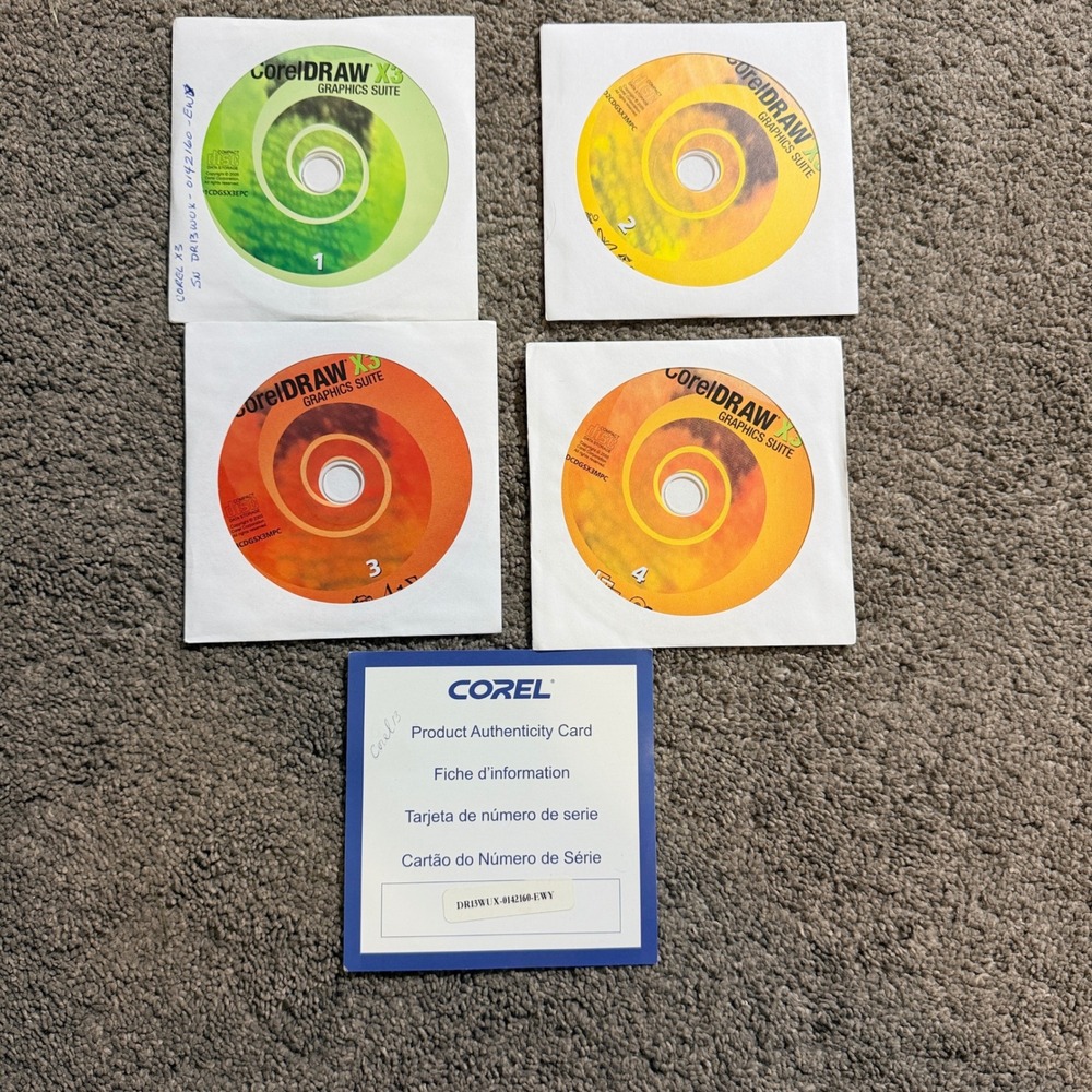 CorelDRAW X3 Graphics Suite Software 4 Disc Set with Product Authenticity Card